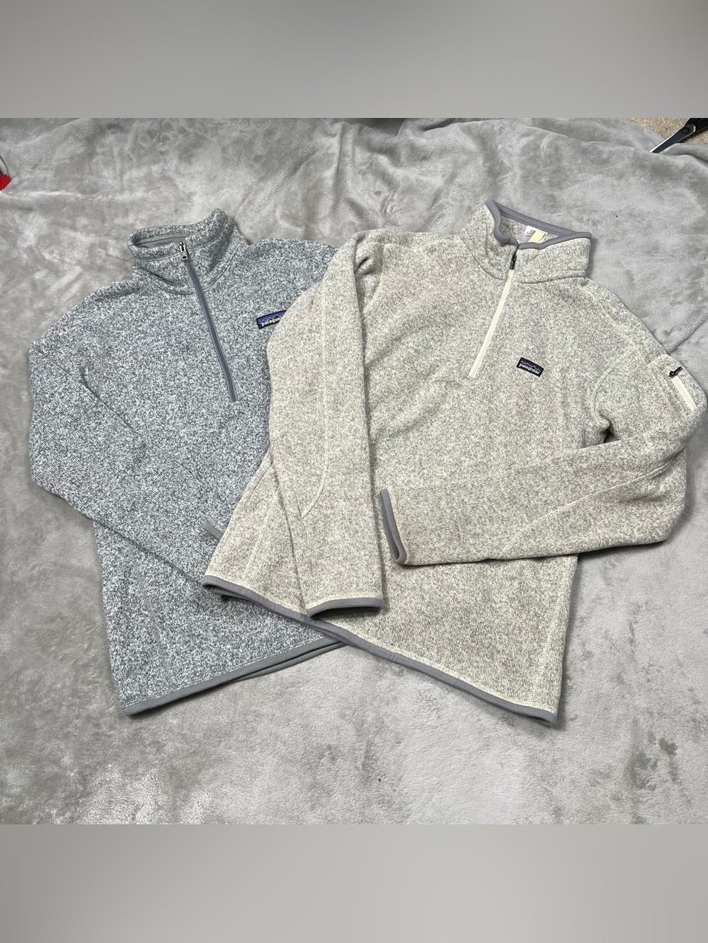 Lot of 2 Patagonia 1/4 Zip Better Sweaters Womens M Gray/Oatmeal Pullover Fleece